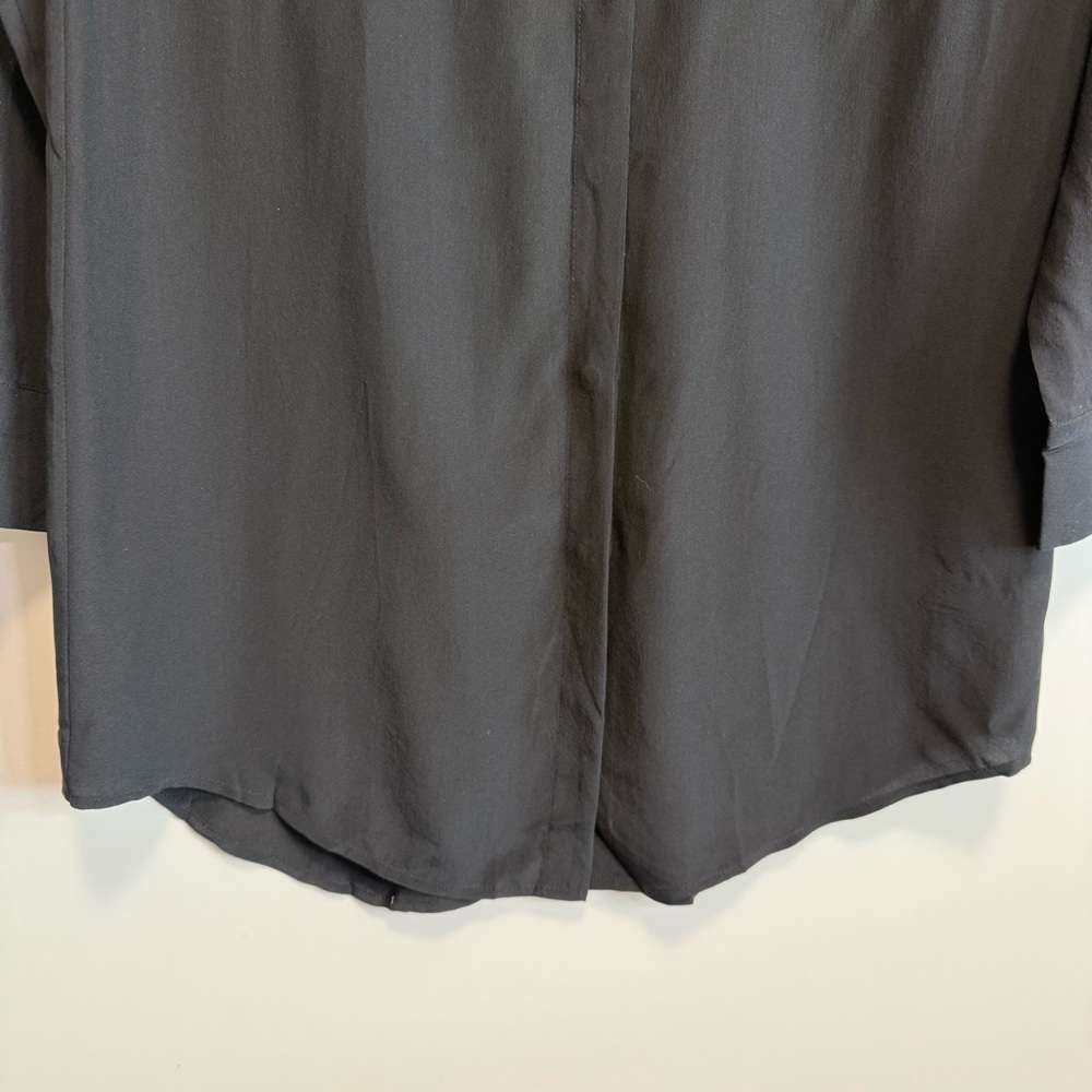 T by ALEXANDER WANG Black Silk Long Line Button Up Shirt Dress Small - Picture 4 of 9